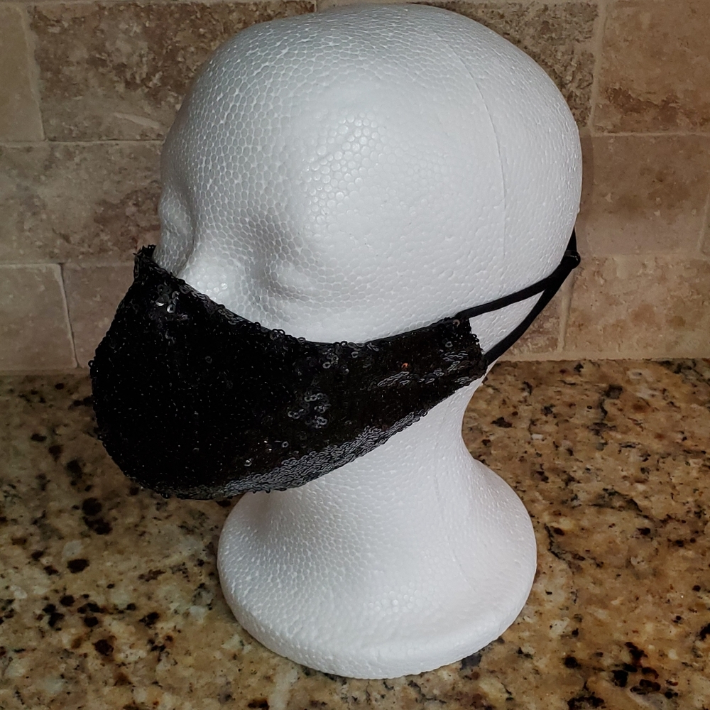 Black Sequins Face Mask